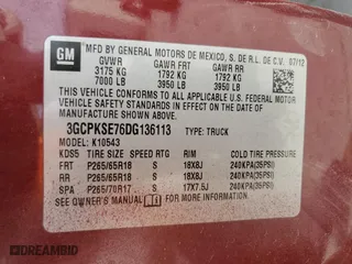 2013 Chevrolet Silverado 1500 LT with VIN 3GCPKSE76DG136113, listed as a Copart auction lot 50548965 with 148,052 mi miles and Salvage Title. Bid and sale history available at carsss.com. Image 12.
