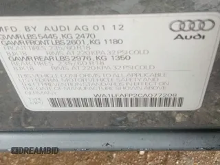 2012 Audi Q5 Premium Plus with VIN WA1LFAFP2CA077208, listed as a IAAI auction lot 42338739 with 141,467 mi miles and . Bid and sale history available at DreamBid. Image 9.
