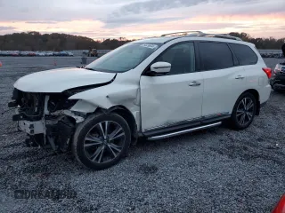 2018 Nissan Pathfinder Platinum with VIN 5N1DR2MMXJC616722, listed as a Copart auction lot 79329804 with 106,343 mi miles and Salvage title. Bid and sale history available at DreamBid. Image 1.