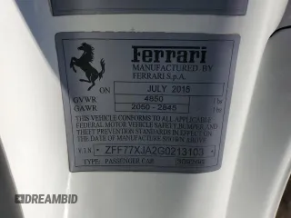 2016 Ferrari California T z VIN ZFF77XJA2G0213103, wystawiony jako Copart lot #43268564 z przebiegiem 12 200 mil mil oraz Szkody całkowita. Historia ofert i sprzedaży dostępna na DreamBid. Obrazek 12.