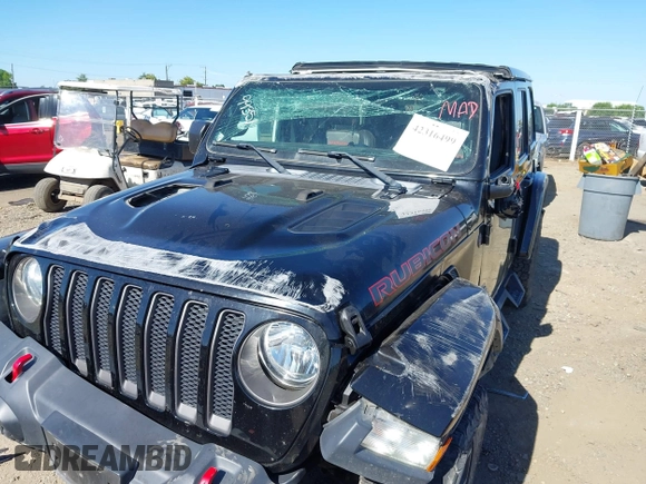 2018 Jeep Wrangler Unlimited Rubicon with VIN 1C4HJXFGXJW255881, listed as a IAAI auction lot 42316499 with 39,439 mi miles and . Bid and sale history available at DreamBid. Image 6.