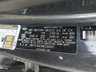 2021 Kia Forte LXS with VIN 3KPF24AD5ME269007, listed as a Copart auction lot 45680875 with 0 mi miles and Non Repairable. Bid and sale history available at carsss.com. Image 12.