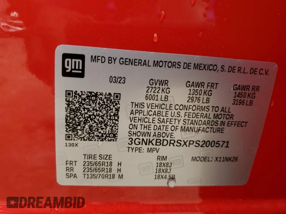 2023 Chevrolet Blazer LT with VIN 3GNKBDRSXPS200571, listed as a Copart auction lot 53403665 with 18,257 mi miles and Clean title. Bid and sale history available at DreamBid. Image 12.