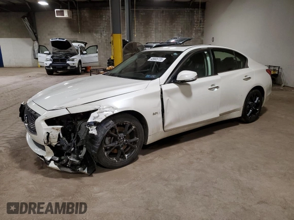 2017 Infiniti Q50 Premium with VIN JN1CV7AR2HM681323, listed as a Copart auction lot 45665735 with 107,082 mi miles and Salvage Title. Bid and sale history available at carsss.com. Image 1.