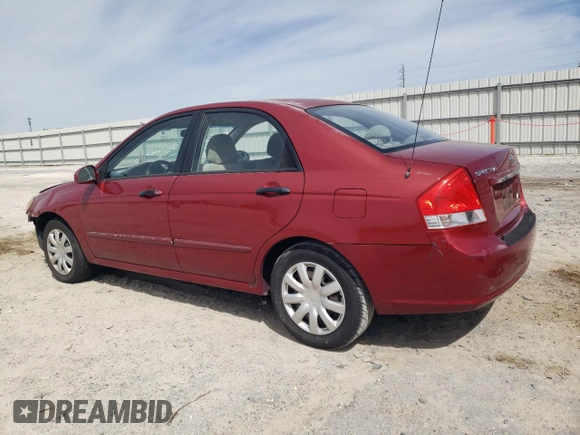 2009 Kia Spectra EX with VIN KNAFE221195634069, listed as a Copart auction lot 46187164 with 180,655 mi miles and Salvage Title. Bid and sale history available at carsss.com. Image 2.