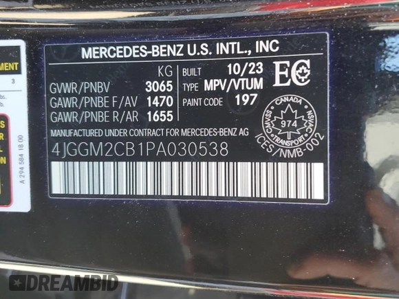 2023 Mercedes-Benz EQE 500 z VIN 4JGGM2CB1PA030538, wystawiony jako Copart lot #53849685 z przebiegiem 8 771 mil mil oraz Szkoda całkowita • Salvage title. Historia ofert i sprzedaży dostępna na DreamBid. Obrazek 13.
