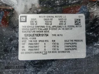 2012 Chevrolet Suburban LT z VIN 1GNSKJE79CR191794, wystawiony jako Copart lot #53699425 z przebiegiem 129 264 mil mil oraz Czysty tytuł • Clean title. Historia ofert i sprzedaży dostępna na DreamBid. Obrazek 12.