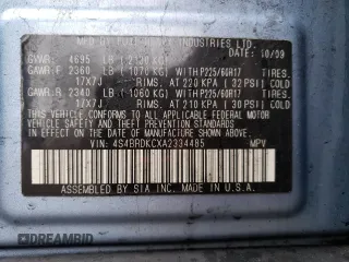 2010 Subaru Outback Limited Power Moon с VIN 4S4BRDKCXA2334485, выставлен на аукционе Copart как лот 54841675 с пробегом 228 514 миль миль и Списание • Salvage title. История ставок и продаж доступна на DreamBid. Изображение 15.
