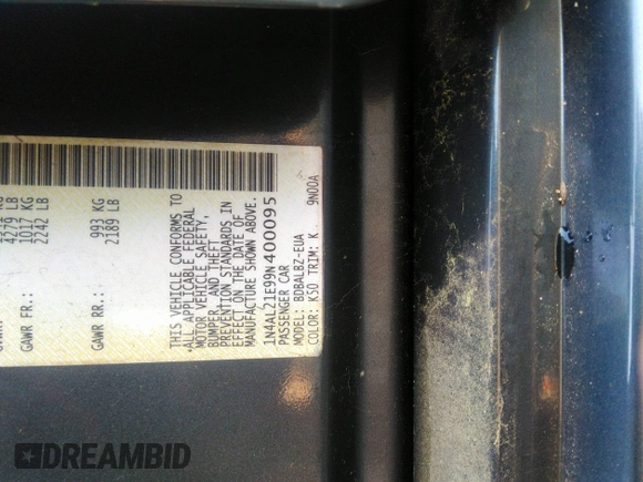 2009 Nissan Altima S z VIN 1N4AL21E99N400095, wystawiony jako IAAI lot #42376030 z przebiegiem 97 498 mil mil oraz . Historia ofert i sprzedaży dostępna na DreamBid. Obrazek 9.
