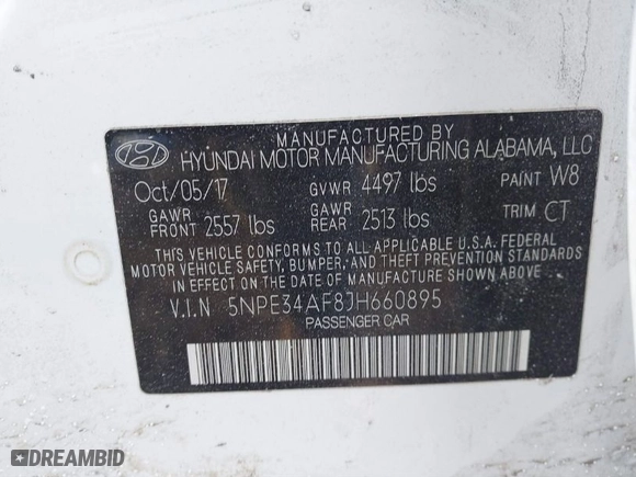 2018 Hyundai Sonata SEL with VIN 5NPE34AF8JH660895, listed as a IAAI auction lot 41426430 with 93,611 mi miles. Bid and sale history available at carsss.com. Image 9.