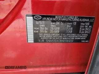 2022 Hyundai Santa Fe SE with VIN 5NMS1DAJ8NH381222, listed as a Copart auction lot 40746494 with 28,648 mi miles and . Bid and sale history available at DreamBid. Image 14.