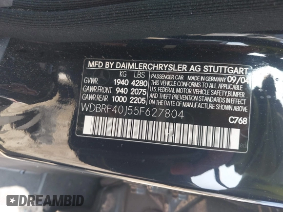 2005 Mercedes-Benz C 230 Kompressor z VIN WDBRF40J55F627804, wystawiony jako IAAI lot #42466121 z przebiegiem Nie podano mil oraz . Historia ofert i sprzedaży dostępna na DreamBid. Obrazek 9.