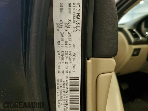 2016 Jeep Grand Cherokee 75th Anniversary z VIN 1C4RJFAG4GC356978, wystawiony jako Copart lot #60827645 z przebiegiem 81 144 mil mil oraz Czysty tytuł • Clean title. Historia ofert i sprzedaży dostępna na DreamBid. Obrazek 13.