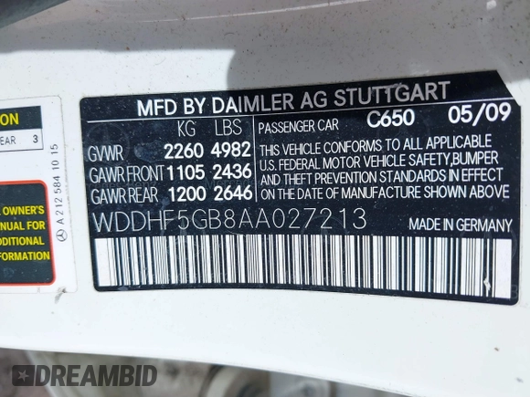 2010 Mercedes-Benz E 350 Luxury с VIN WDDHF5GB8AA027213, выставлен на аукционе IAAI как лот 41348612 с пробегом 183 737 миль миль и . История ставок и продаж доступна на DreamBid. Изображение 9.