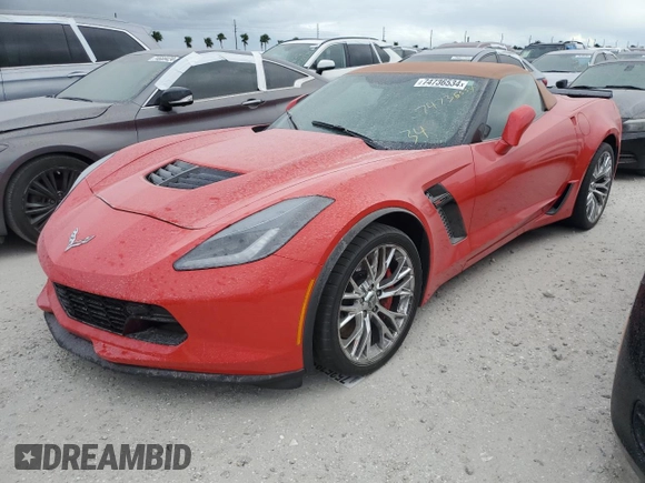 2016 Chevrolet Corvette Z06 3LZ with VIN 1G1YU3D63G5600184, listed as a Copart auction lot 74736534 with 0 mi miles and Salvage Title. Bid and sale history available at carsss.com. Image 1.