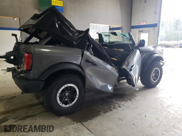 2021 Ford Bronco with VIN 1FMEE5DH2MLA86853, listed as a Copart auction lot 47424675 with Not provided miles and Salvage title. Bid and sale history available at DreamBid. Image 3.