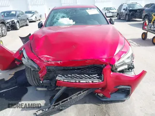 2018 Infiniti Q50 Red Sport 400 with VIN JN1FV7AP2JM460824, listed as a IAAI auction lot 42077854 with 91,062 mi miles and . Bid and sale history available at DreamBid. Image 12.