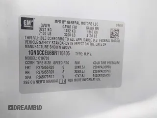 2011 Chevrolet Tahoe LTZ z VIN 1GNSCCE06BR110406, wystawiony jako IAAI lot #41611756 z przebiegiem 162 215 mil mil oraz . Historia ofert i sprzedaży dostępna na DreamBid. Obrazek 9.