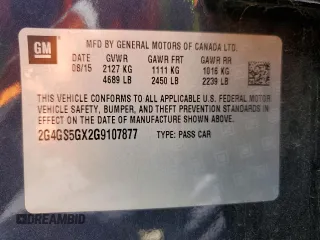 2016 Buick Regal Premium II with VIN 2G4GS5GX2G9107877, listed as a Copart auction lot 54973595 with 126,031 mi miles and Clean Title. Bid and sale history available at DreamBid. Image 13.