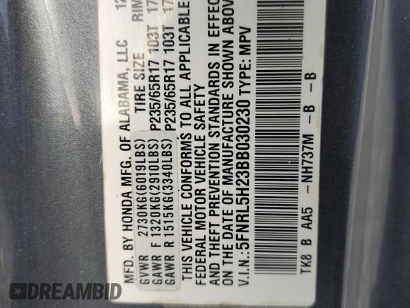2011 Honda Odyssey LX z VIN 5FNRL5H23BB030230, wystawiony jako Copart lot #54798355 z przebiegiem 171 508 mil mil oraz Czysty tytuł • Clean title. Historia ofert i sprzedaży dostępna na DreamBid. Obrazek 13.