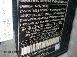 2021 Land Rover Range Rover z VIN SALGS5SE9MA422369, wystawiony jako Copart lot #43907744 z przebiegiem Nie podano mil oraz Czysty tytuł • Clean title. Historia ofert i sprzedaży dostępna na DreamBid. Obrazek 12.