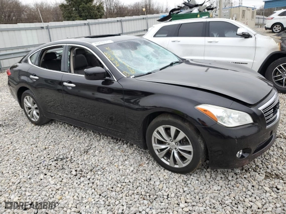 2013 Infiniti M37 with VIN JN1BY1ARXDM603379, listed as a Copart auction lot 43246675 with 0 miles and Salvage Title. Bid and sale history available at carsss.com. Image 4.