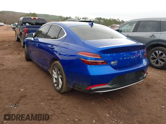 2022 Genesis G70 2.0T with VIN KMTG34TA4NU086948, listed as a IAAI auction lot 41565803 with 51,629 mi miles. Bid and sale history available at carsss.com. Image 3.