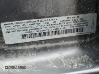 2006 Volkswagen Jetta 1.9L TDI с VIN 3VWST71K36M668225, выставлен на аукционе Copart как лот 49515445 с пробегом 158 564 миль миль и Списание • Salvage title. История ставок и продаж доступна на DreamBid. Изображение 12.
