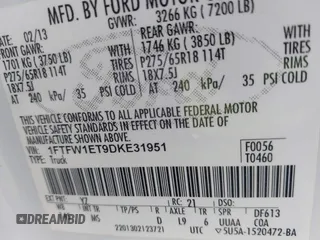 2013 Ford F-150 XL with VIN 1FTFW1ET9DKE31951, listed as a IAAI auction lot 41918223 with 235,469 mi miles. Bid and sale history available at carsss.com. Image 9.