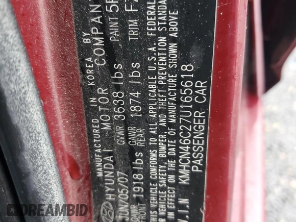 2007 Hyundai Accent GLS с VIN KMHCN46C27U165618, выставлен на аукционе Copart как лот 57366425 с пробегом 88 971 миль миль и Списание • Salvage title. История ставок и продаж доступна на DreamBid. Изображение 12.