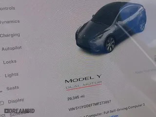 2021 Tesla Model Y Performance with VIN 5YJYGDEF7MF273897, listed as a IAAI auction lot 41925881 with 29,345 mi miles. Bid and sale history available at carsss.com. Image 14.
