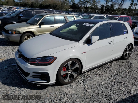2018 Volkswagen Golf GTI S with VIN 3VW547AU1JM285842, listed as a Copart auction lot 49862985 with 74,999 mi miles and Salvage Title. Bid and sale history available at carsss.com. Image 1.