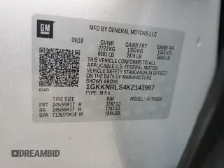 2019 GMC Acadia SLE z VIN 1GKKNRLS4KZ143967, wystawiony jako Copart lot #47811885 z przebiegiem 106 638 mil mil oraz Szkoda całkowita • Salvage title. Historia ofert i sprzedaży dostępna na DreamBid. Obrazek 16.