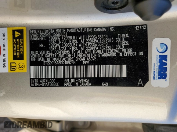 2013 Lexus RX 350 with VIN 2T2ZK1BA8DC109293, listed as a Copart auction lot 46606565 with 142,903 mi miles and Salvage Title. Bid and sale history available at DreamBid. Image 15.
