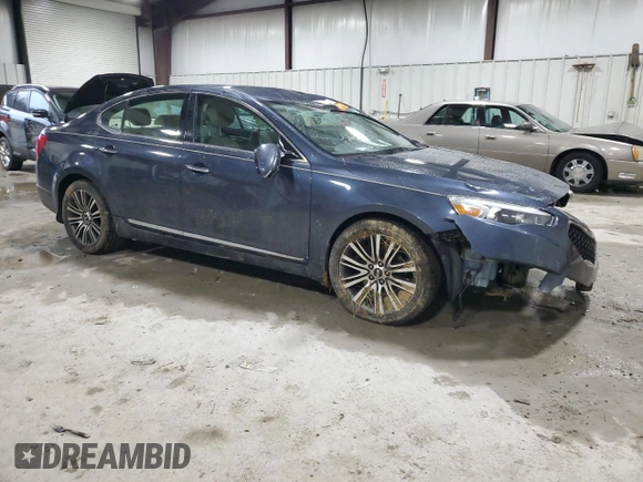 2014 Kia Cadenza Premium with VIN KNALN4D77E5134637, listed as a Copart auction lot 83907434 with 141,104 mi miles and Salvage Title. Bid and sale history available at carsss.com. Image 4.