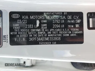2021 Kia Forte GT-Line with VIN 3KPF34AD3ME353808, listed as a Copart auction lot 50151125 with 63,543 mi miles and Non Repairable. Bid and sale history available at carsss.com. Image 12.