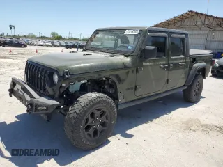 2021 Jeep Gladiator Willys with VIN 1C6HJTAG7ML582820, listed as a Copart auction lot 52418205 with 33,524 mi miles and Salvage Title. Bid and sale history available at carsss.com. Image 1.