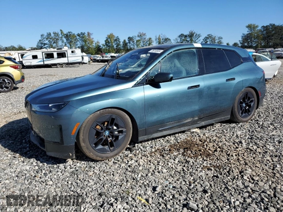 2023 BMW iX xDrive50 with VIN WB523CF0XPCM89410, listed as a Copart auction lot 75018924 with 0 mi miles and Non Repairable. Bid and sale history available at carsss.com. Image 1.