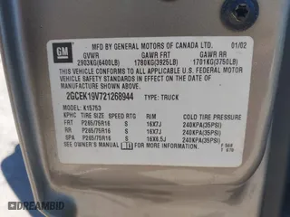 2002 Chevrolet Silverado 1500 LS with VIN 2GCEK19V721268944, listed as a IAAI auction lot 41822816 with 143,281 mi miles. Bid and sale history available at carsss.com. Image 9.