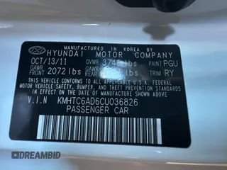 2012 Hyundai Veloster w/Red Int with VIN KMHTC6AD6CU036826, listed as a Copart auction lot 82190224 with 169,497 mi miles and Clean title. Bid and sale history available at DreamBid. Image 10.