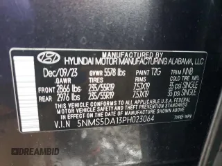 2023 Hyundai Santa Fe Hybrid Limited with VIN 5NMS5DA13PH023064, listed as a Copart auction lot 80770594 with 13,567 mi miles and Salvage Title. Bid and sale history available at carsss.com. Image 14.