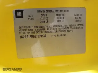 2009 Pontiac G5 with VIN 1G2AS18H997239134, listed as a IAAI auction lot 41547694 with 178,775 mi miles. Bid and sale history available at carsss.com. Image 9.