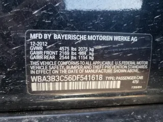 2013 BMW 3 Series 328i xDrive with VIN WBA3B3C56DF541618, listed as a Copart auction lot 49342235 with 166,747 mi miles and Salvage title. Bid and sale history available at DreamBid. Image 15.