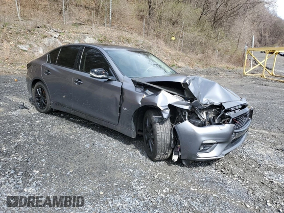 2019 Infiniti Q50 Luxe with VIN JN1EV7AR7KM557600, listed as a Copart auction lot 52033465 with 48,542 mi miles and Salvage title. Bid and sale history available at DreamBid. Image 4.