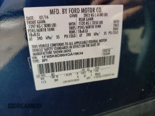 2017 Ford Explorer XLT z VIN 1FM5K8D86HGA19634, wystawiony jako Copart lot #53196185 z przebiegiem Nie podano mil oraz Szkoda całkowita • Salvage title. Historia ofert i sprzedaży dostępna na DreamBid. Obrazek 12.