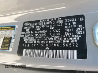 2021 Kia Telluride SX with VIN 5XYP5DHC3MG156572, listed as a Copart auction lot 59173945 with 45,089 mi miles and Salvage title. Bid and sale history available at DreamBid. Image 13.