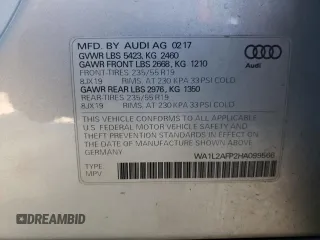 2017 Audi Q5 Premium Plus z VIN WA1L2AFP2HA099566, wystawiony jako Copart lot #54523795 z przebiegiem 121 443 mil mil oraz Szkoda całkowita • Salvage title. Historia ofert i sprzedaży dostępna na DreamBid. Obrazek 13.