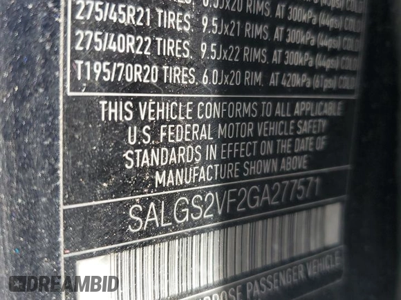 2016 Land Rover Range Rover HSE с VIN SALGS2VF2GA277571, выставлен на аукционе Copart как лот 63451035 с пробегом 104 251 миль миль и Чистый • Clean title. История ставок и продаж доступна на DreamBid. Изображение 13.