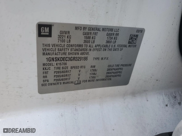 2016 Chevrolet Tahoe Commercial with VIN 1GNSKDEC3GR329186, listed as a Copart auction lot 42382065 with 139,710 mi miles and Salvage Title. Bid and sale history available at carsss.com. Image 13.