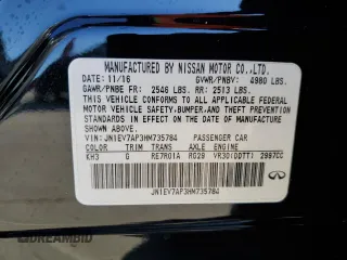 2017 Infiniti Q50 Signature Edition with VIN JN1EV7AP3HM735784, listed as a Copart auction lot 85597114 with 119,249 mi miles and Salvage Title. Bid and sale history available at DreamBid. Image 12.